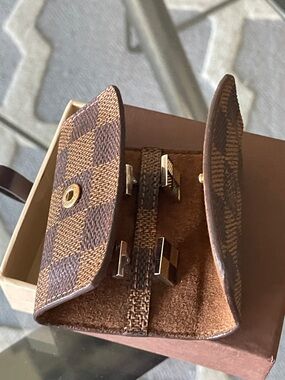 Louis Vuitton Two-Tone Checkered Silver-Tone Cufflinks